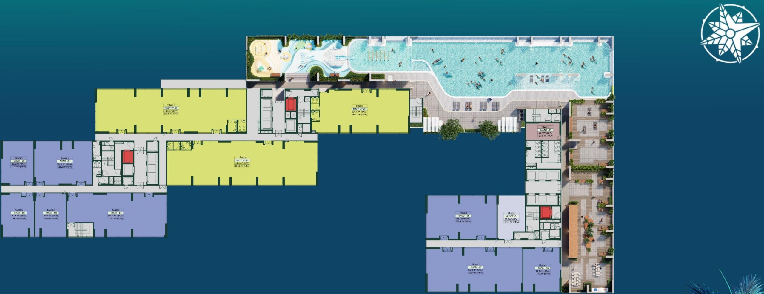 Mặt Bằng Tầng 03 Căn Hộ Happy One Mori