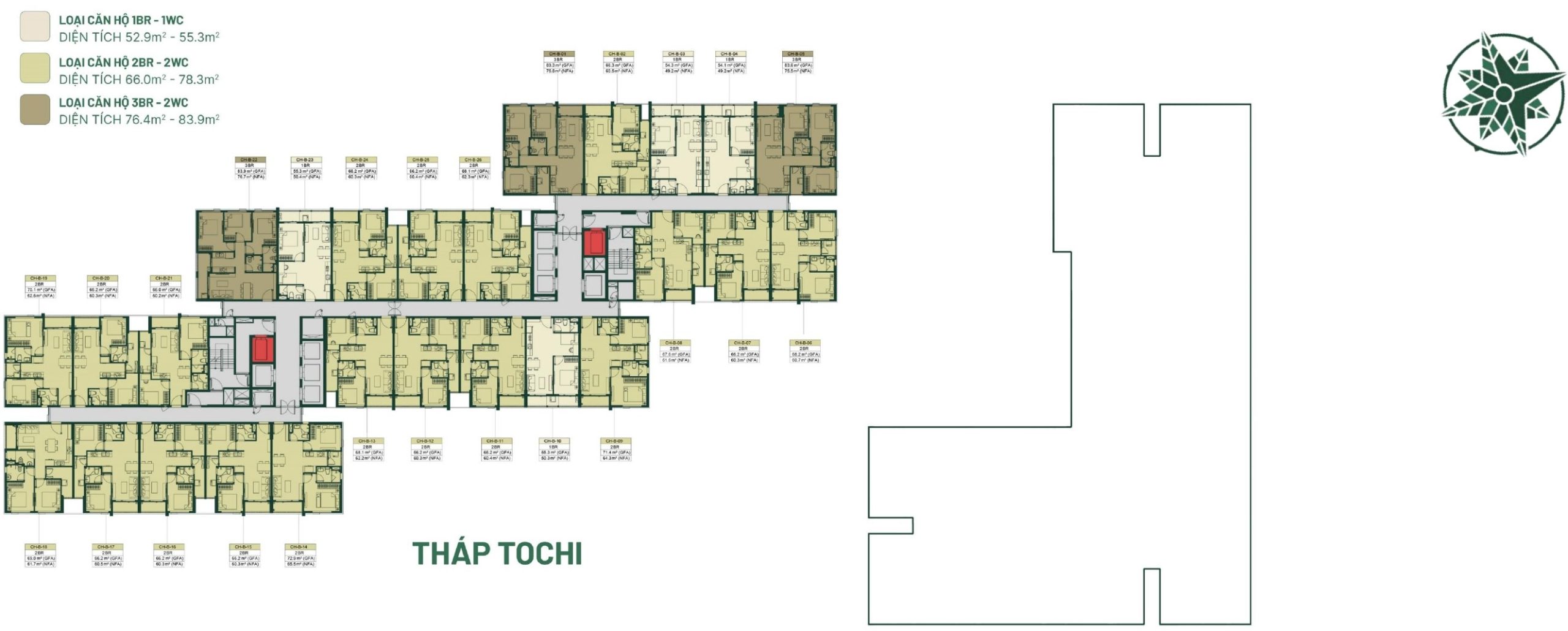 Mặt Bằng Tầng 08-23 Dự án Happy One Mori